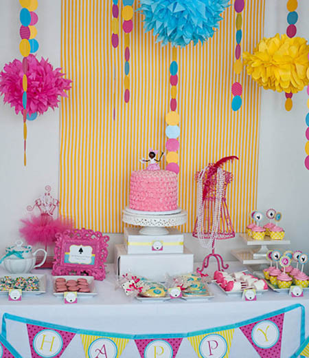 Tea Party with Baby Dolls and Tutus Birthday Party Printable Collection - Bold Colors